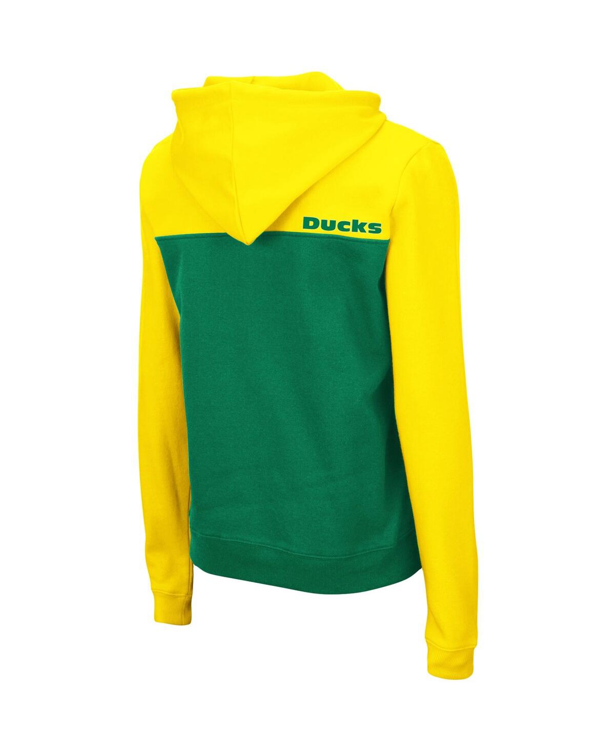 Colosseum Women's  Yellow, Green Oregon Ducks Aidan Lightweight Half-zip Hoodie In Yellow,green