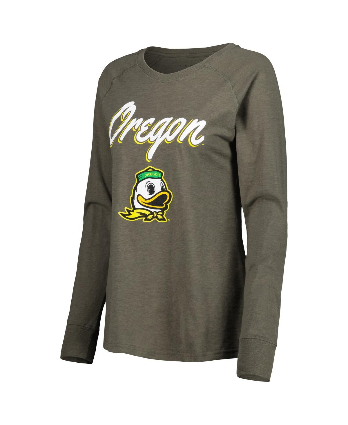 Women'sOregon Ducks Payton Elbow Patch Slub Raglan Long Sleeve T-shirt - Olive