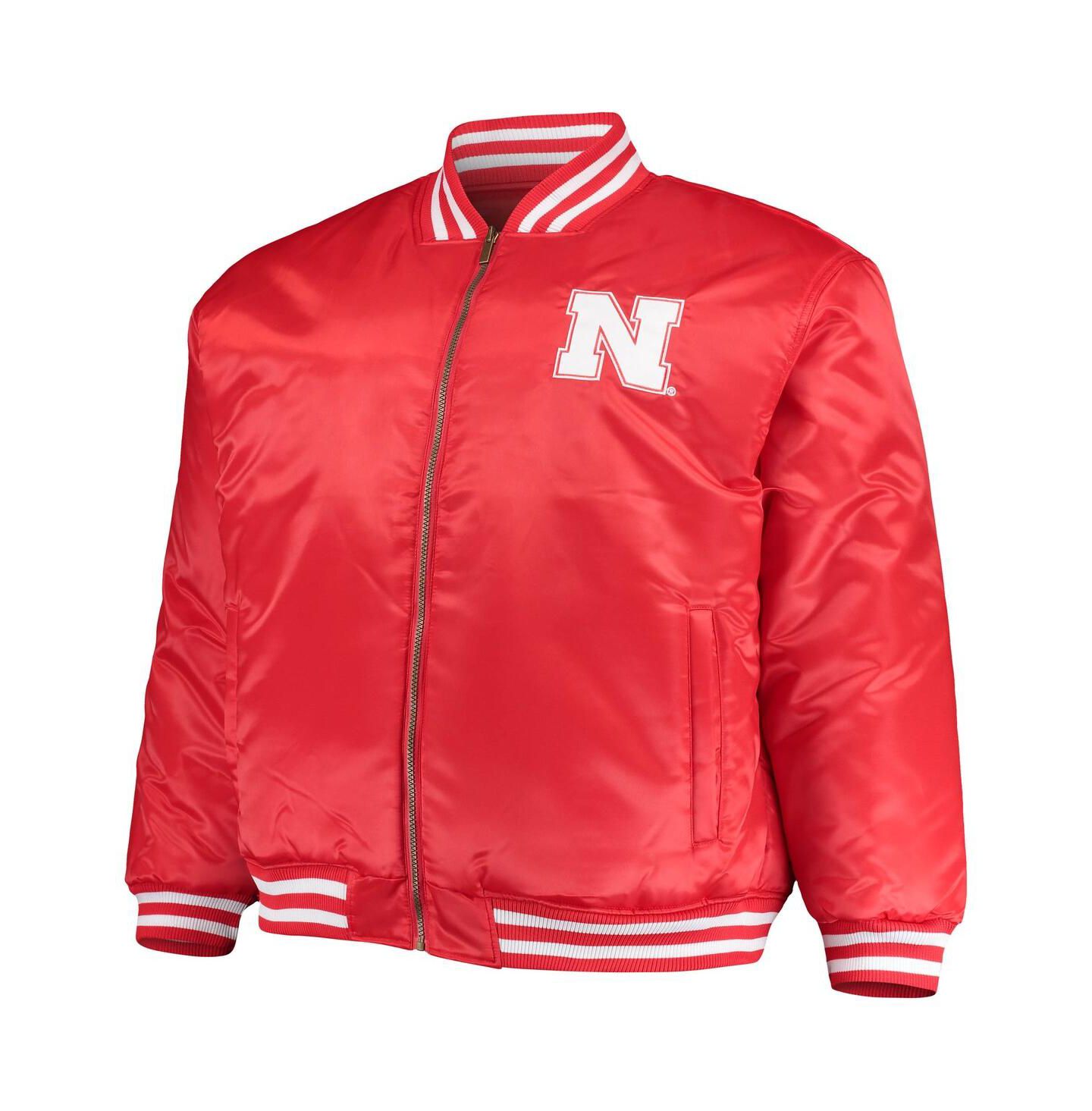 Мужская куртка Profile Scarlet, Black Nebraska Huskers Big and Tall Reversible Satin Full-Zip — фото 3