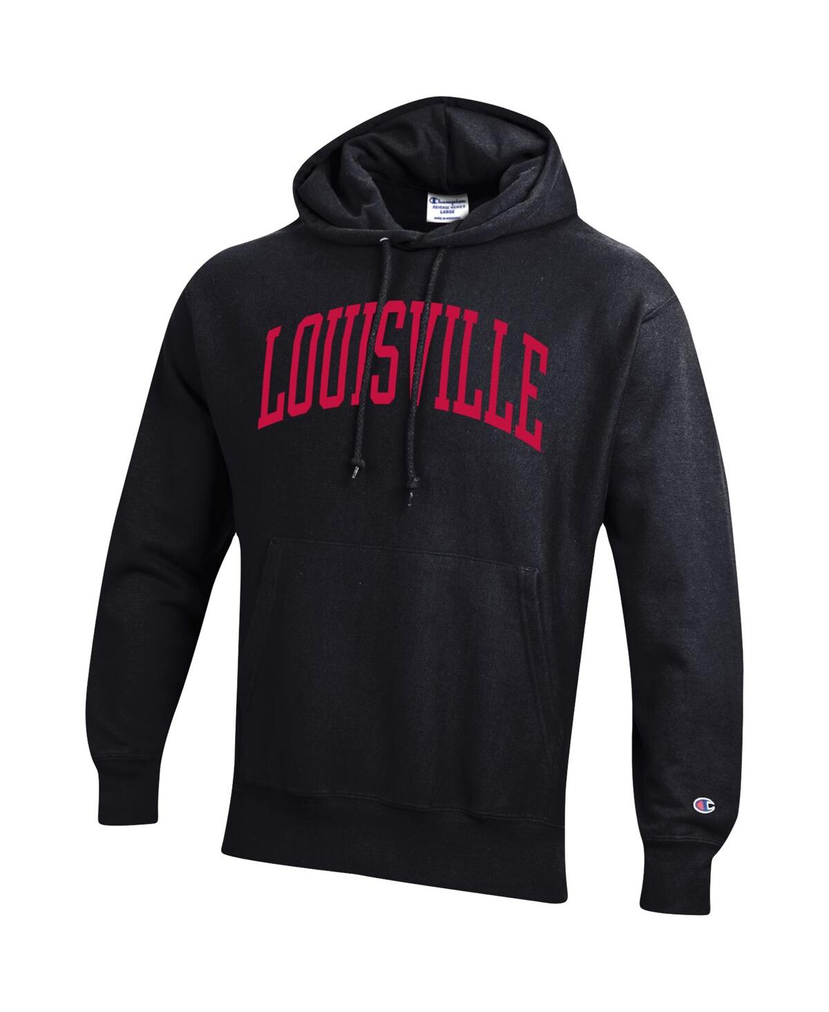 Shop Champion Men's  Black Louisville Cardinals Team Arch Reverse Weave Pullover Hoodie