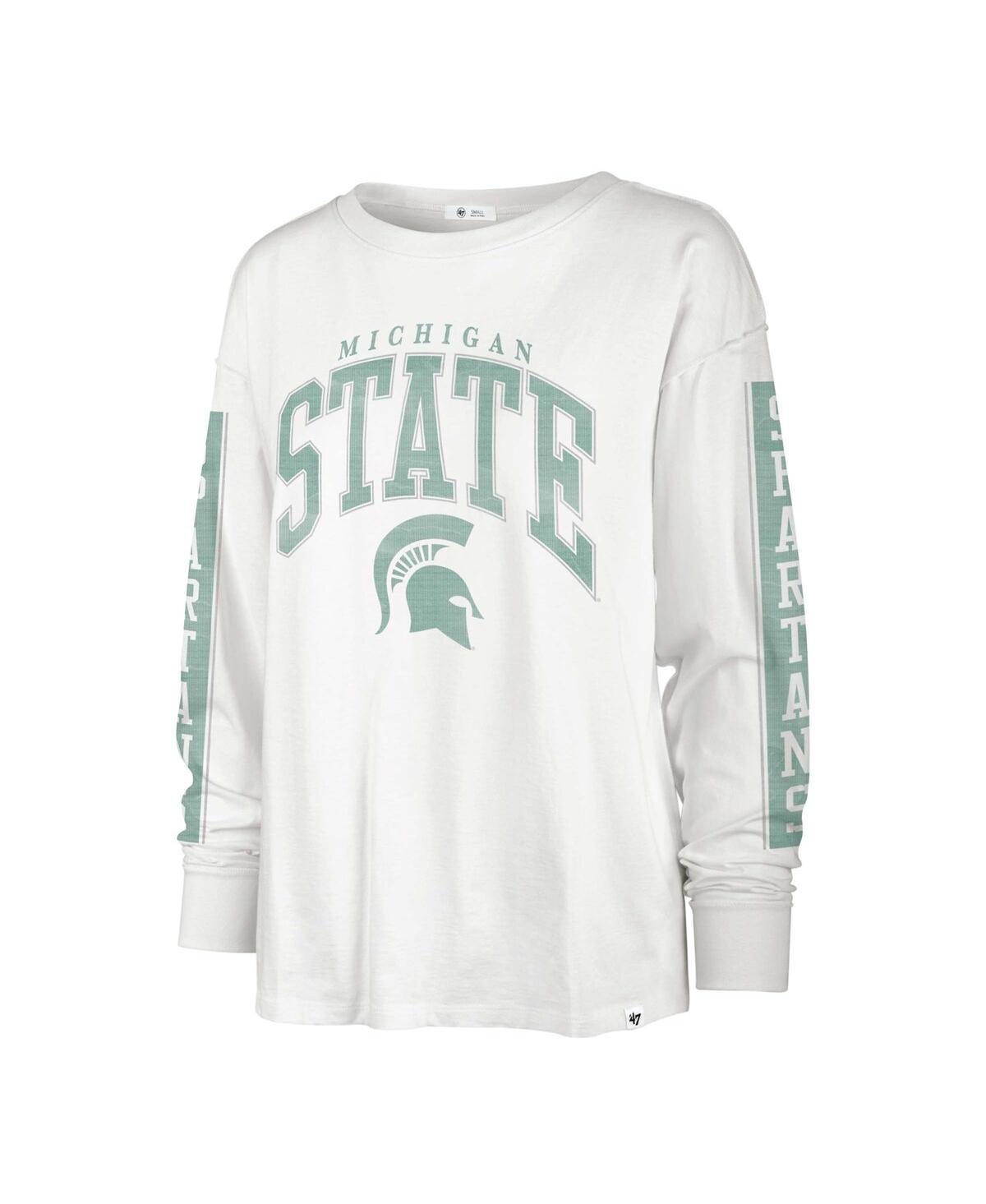 Shop 47 Brand Women's ' White Distressed Michigan State Spartans Statement Soa 3-hit Long Sleeve T-shirt