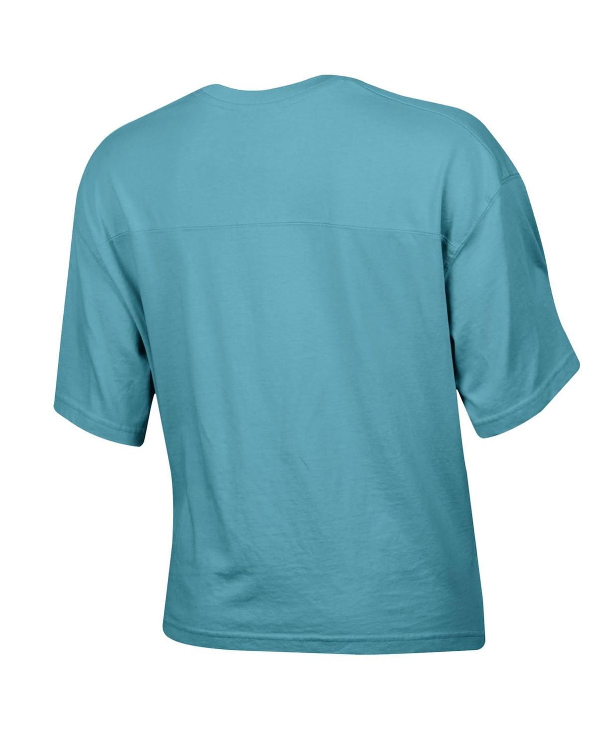 Shop Champion Women's  Aqua Distressed Texas Longhorns Vintage-like Wash Boxy Crop T-shirt