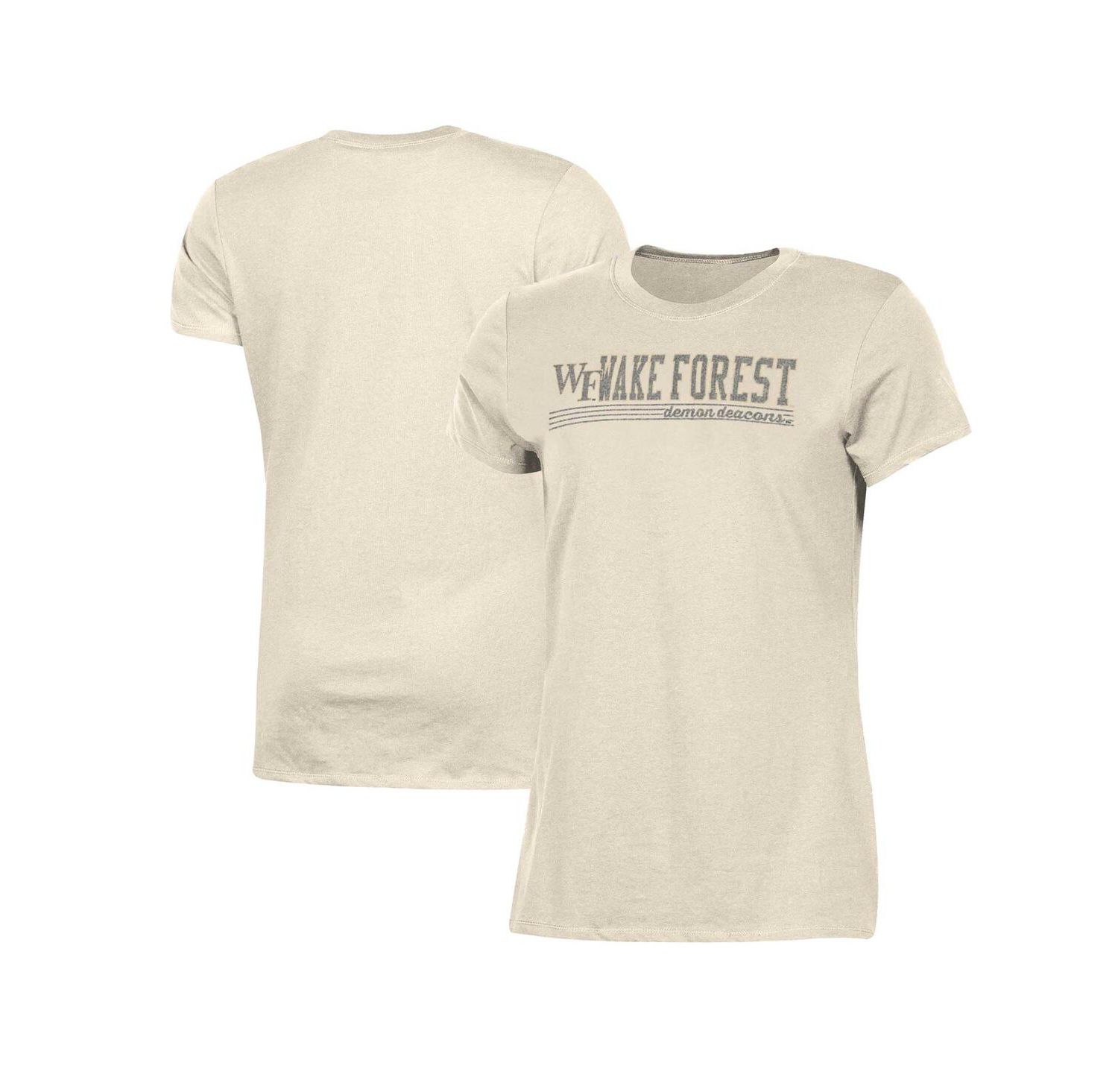 Women's Cream Distressed Wake Forest Demon Deacons Classic T-shirt