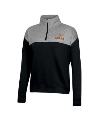 Women's Black Texas Longhorns Color-Blocked Quarter-Zip Sweatshirt