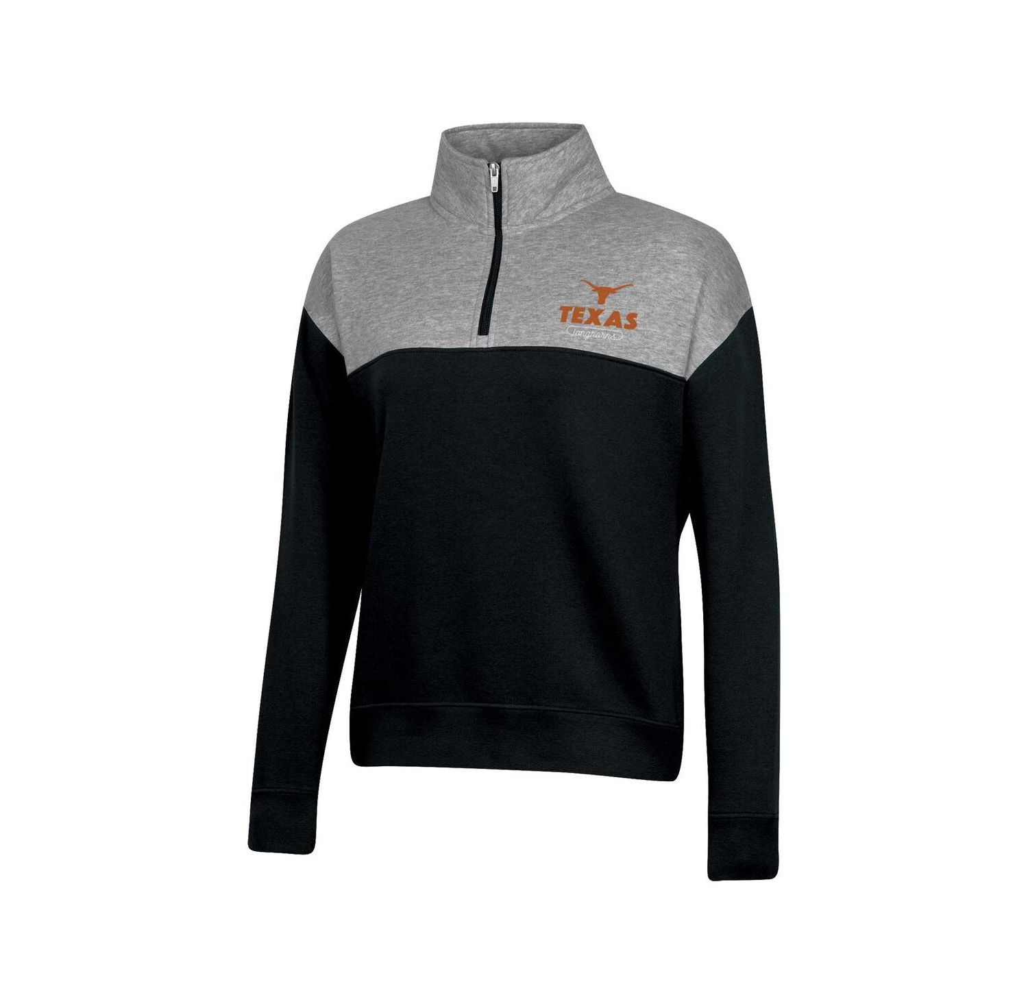 Women's Black Texas Longhorns Color-Blocked Quarter-Zip Sweatshirt