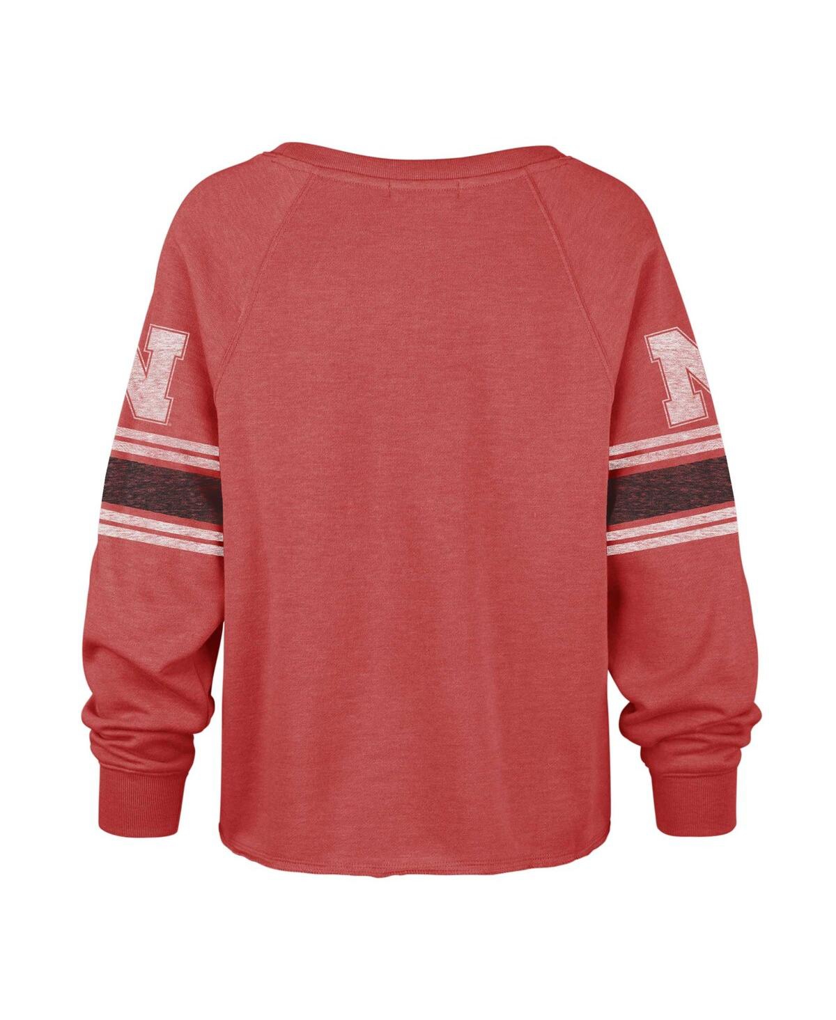 47 BRAND WOMEN'S '47 BRAND SCARLET DISTRESSED NEBRASKA HUSKERS ALLIE MODEST RAGLAN LONG SLEEVE CROPPED T-SHIR 