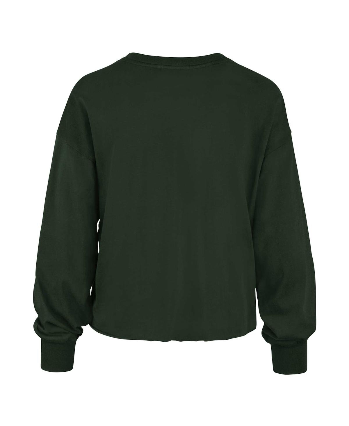 Shop 47 Brand Women's ' Green Distressed Miami Hurricanes Bottom Line Parkway Long Sleeve T-shirt