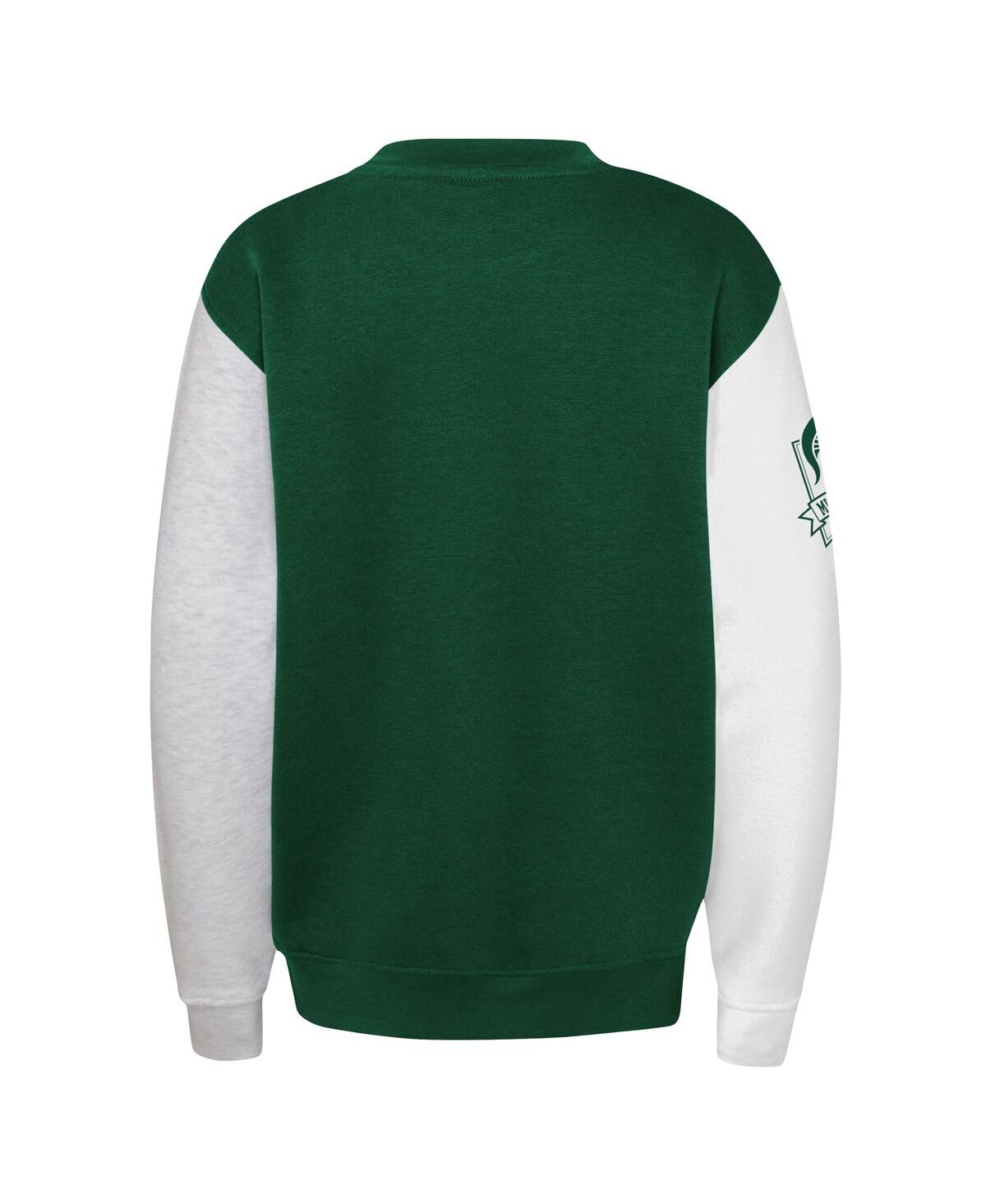 Shop Outerstuff Big Boys Green Michigan State Spartans Color Block Fleece Pullover Sweatshirt
