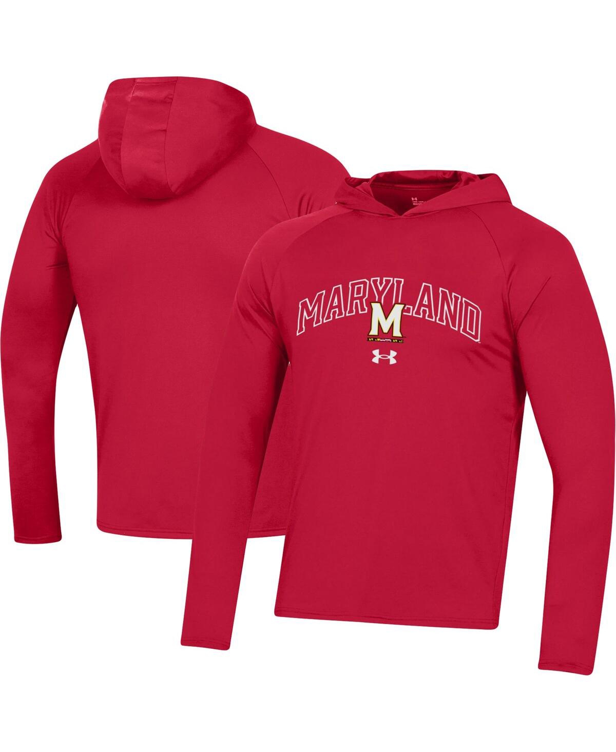 Under Armour Men's  Red Maryland Terrapins 2023 Sideline Tech Hooded Raglan Long Sleeve T-shirt