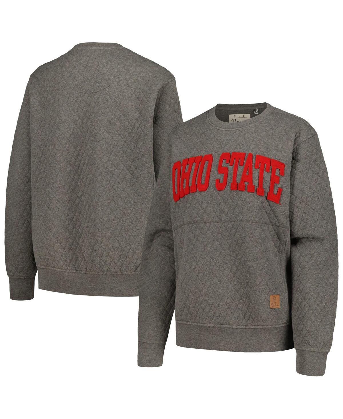 Pressbox Heather Charcoal Cincinnati Bearcats Moose Quilted Pullover Sweatshirt In Heather Charcoal