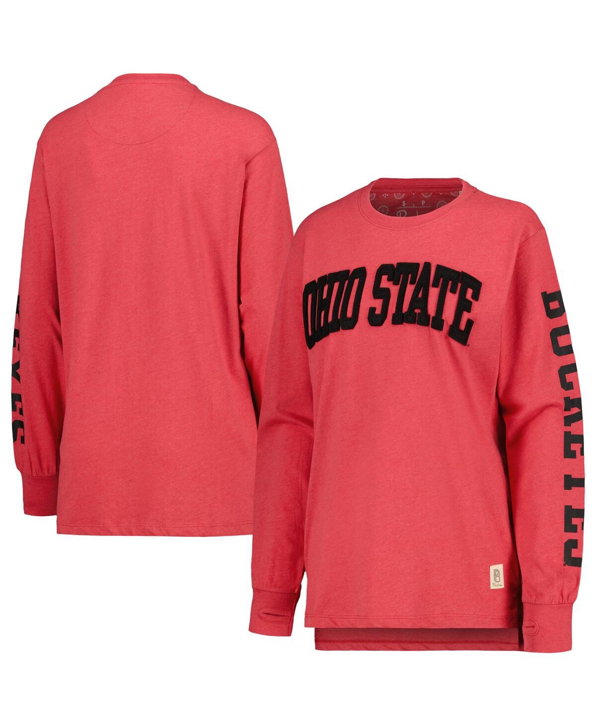 Pressbox Women's  Scarlet Ohio State Buckeyes Plus Size 2-hit Canyon Long Sleeve T-shirt In Scarlet
