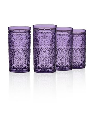 Lilac Faceted Stackable Drinking Glasses Set of 4