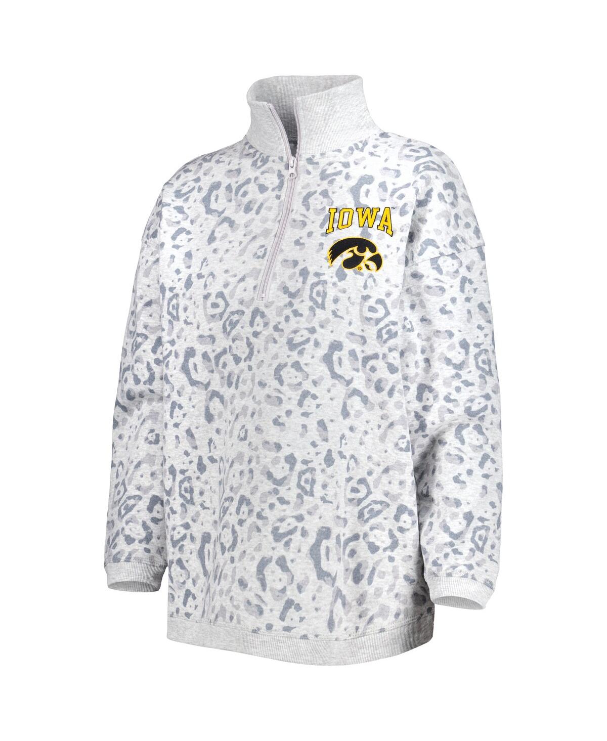 Shop Gameday Couture Women's  Heather Gray Iowa Hawkeyes Leopard Quarter-zip Sweatshirt