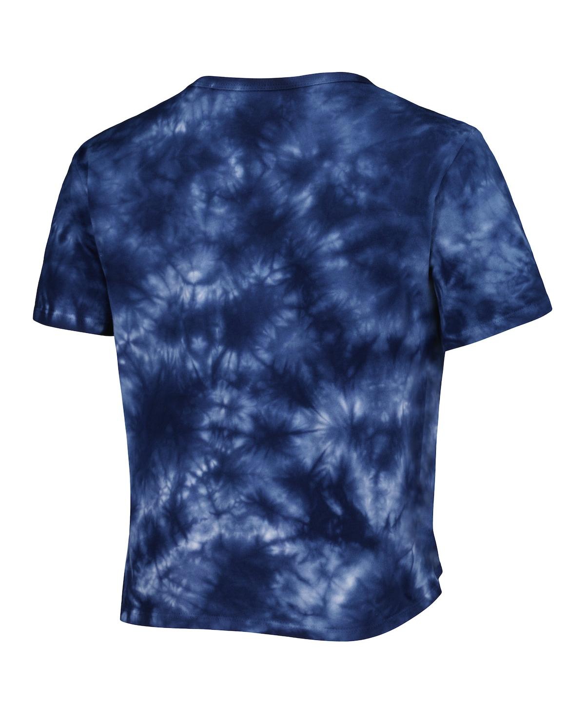 Shop Zoozatz Women's  Navy Penn State Nittany Lions Cloud-dye Cropped T-shirt