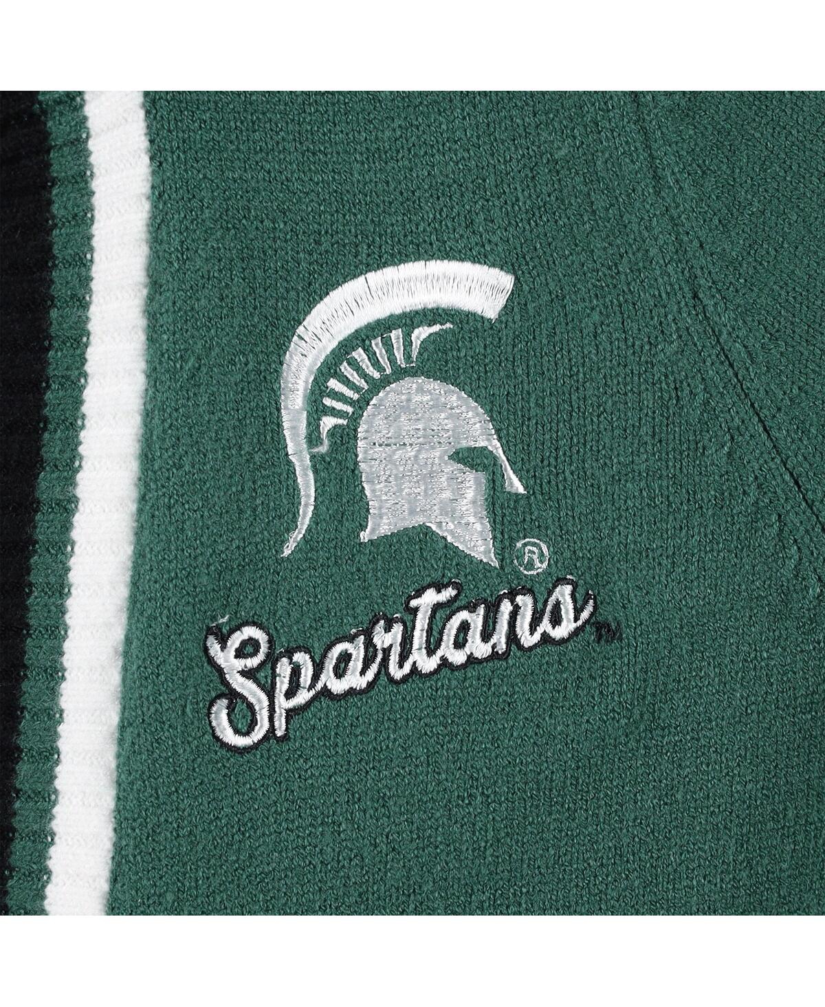 Gameday Couture Green Michigan State Spartans One More Round Tri-blend Striped Hooded Cardigan Sweat In Green