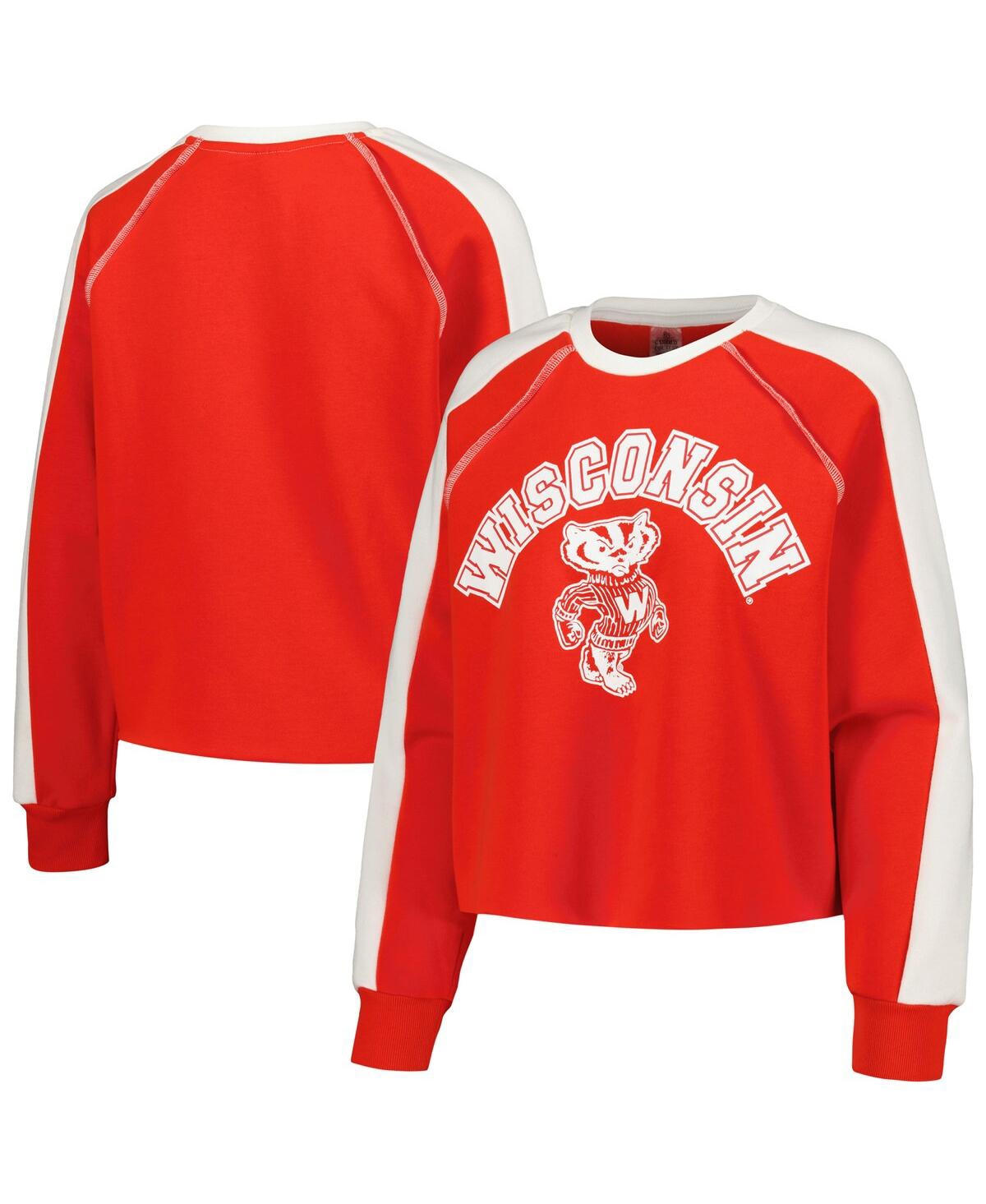 Shop Gameday Couture Women's  Red Wisconsin Badgers Blindside Raglanâ Cropped Pullover Sweatshirt