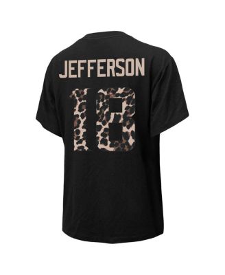 Women's Threads Justin Jefferson Black Minnesota Vikings Leopard Player Name and Number T-shirt