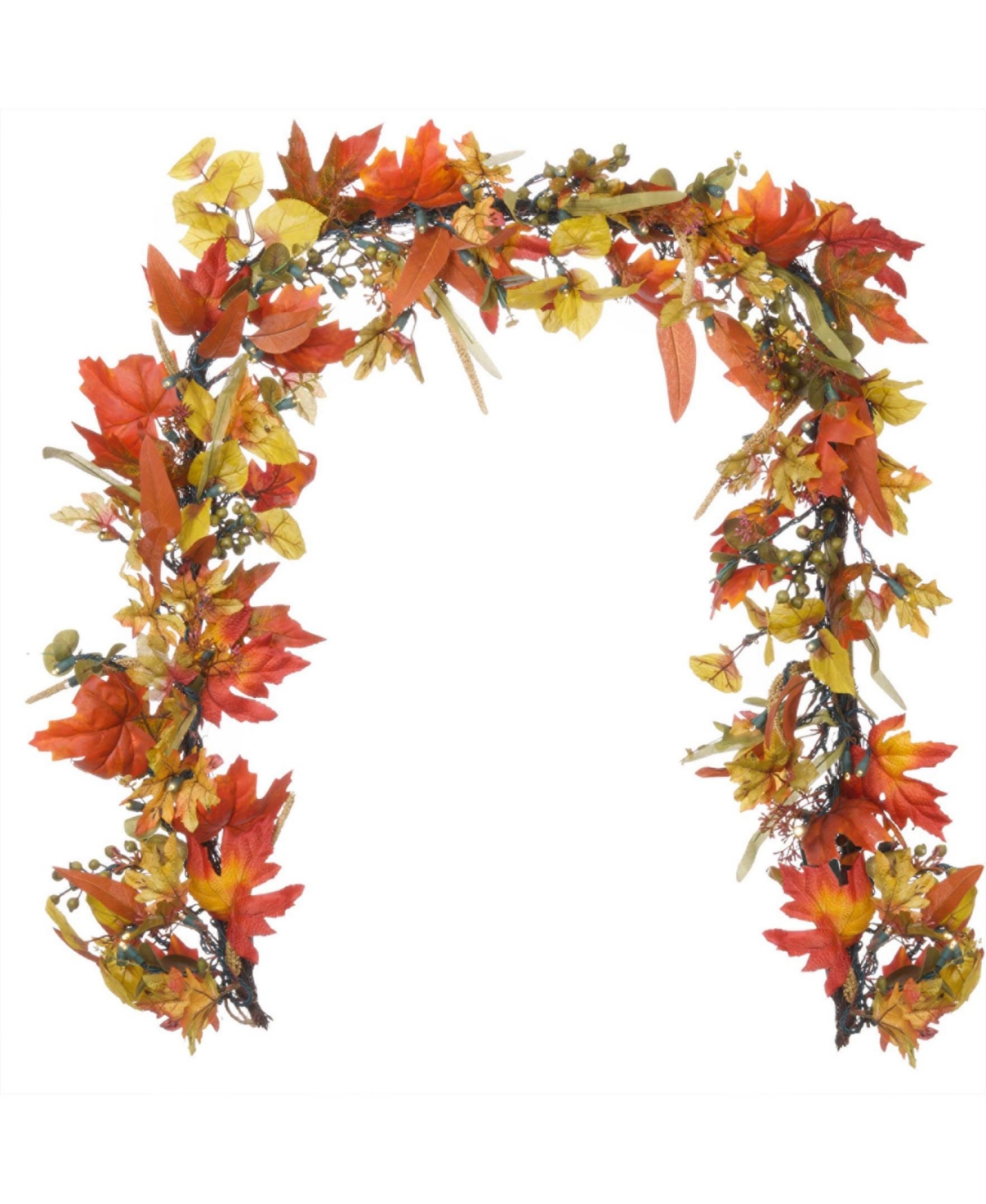 Company 9' Artificial Garland with Lights, Fall Harvest Leaf - Assorted