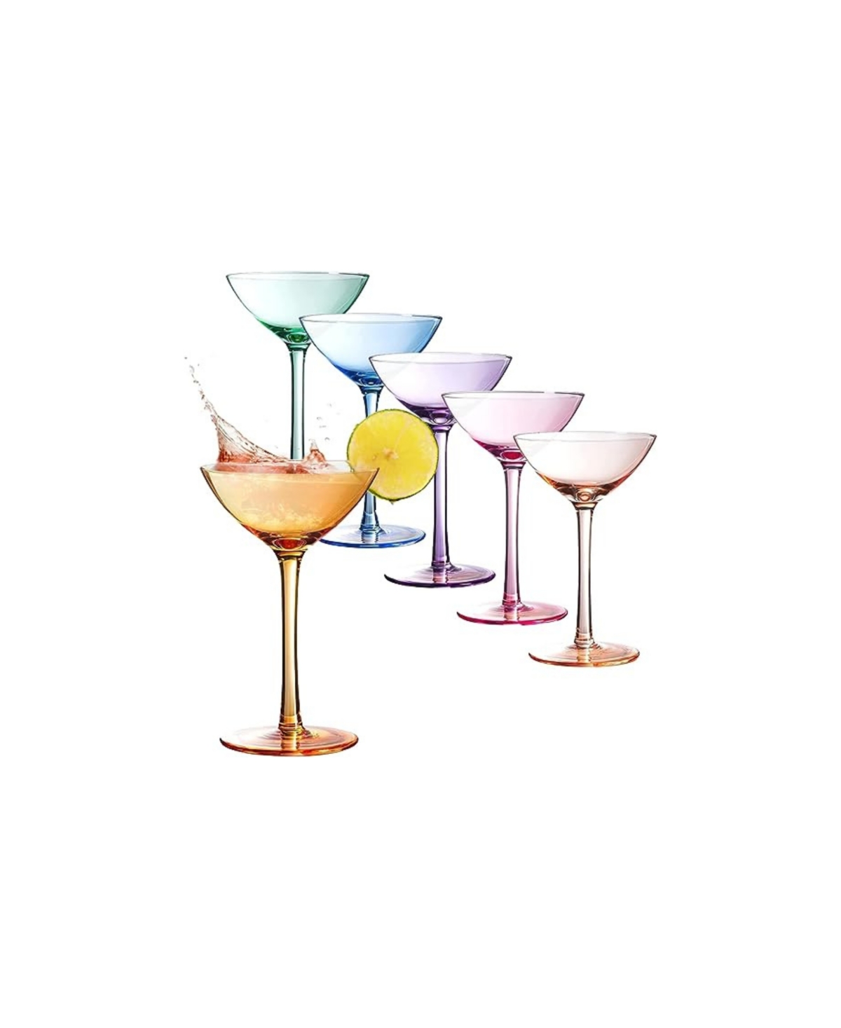 The Wine Savant Colored Coupe Glasses, Set Of 6 In Multicolor