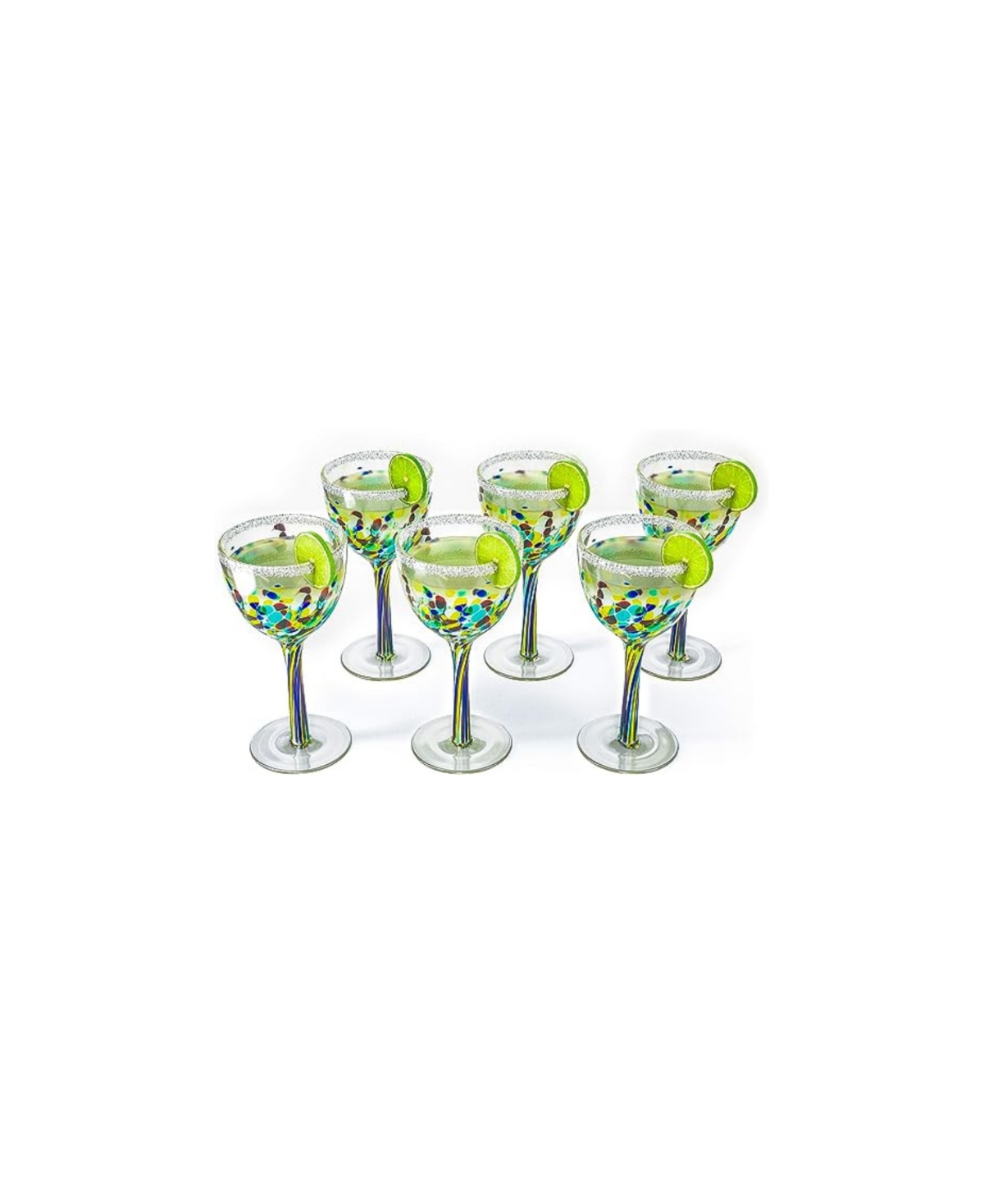 Shop The Wine Savant Recycled Hand Blown Mexican Wine Glasses, Set Of 6 8 In Multicolor
