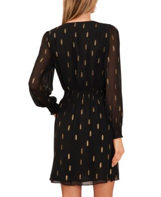 Petite Metallic Print Fit & Flare Dress