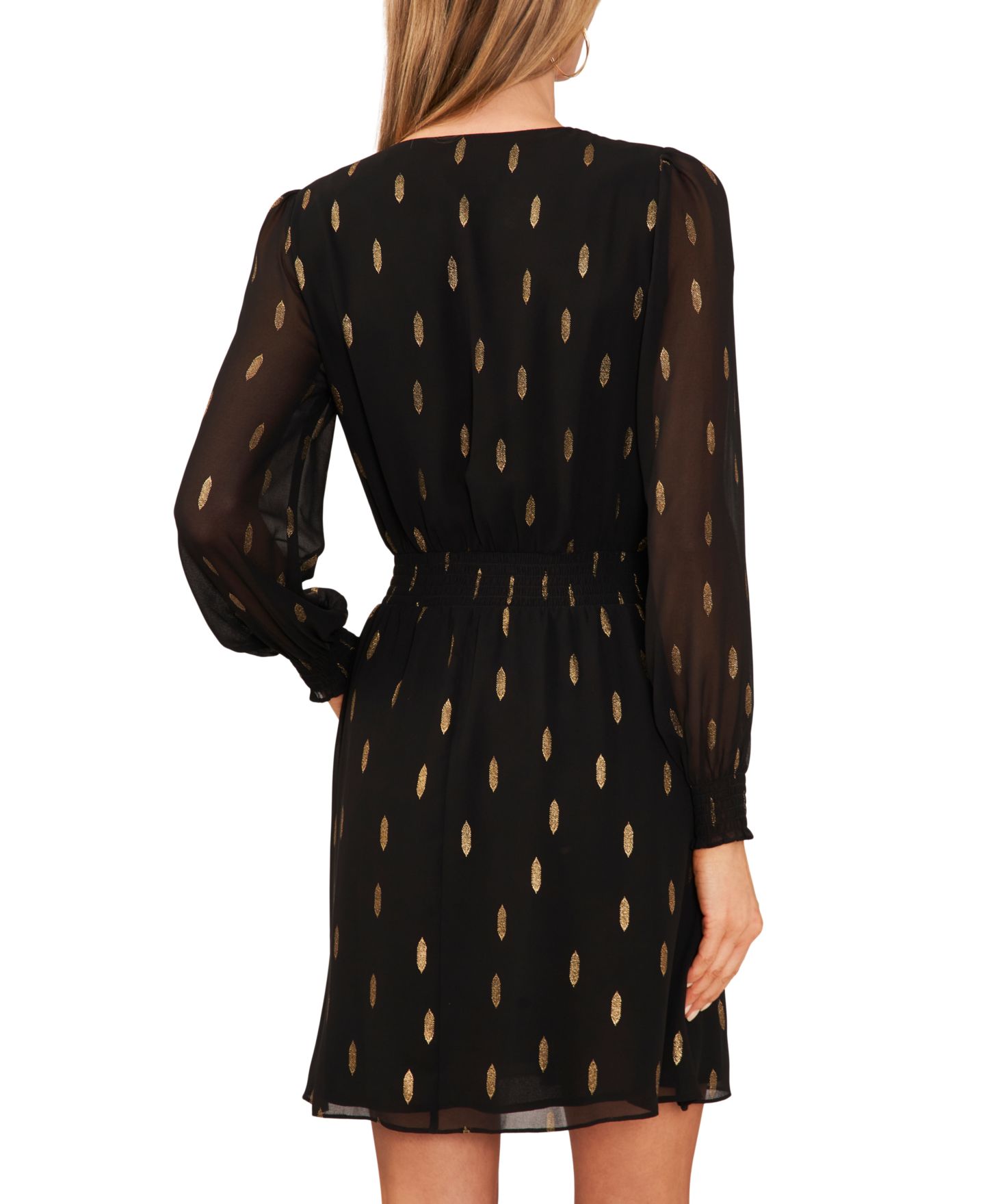 Женское платье MSK Petite Metallic Print Fit & Flare, цвет: Чёрный / Золотой — фото 3