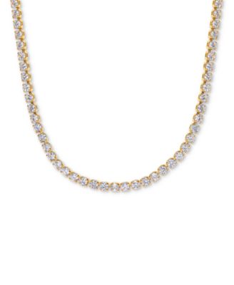 18k Gold-Plated Crystal Tennis Necklace, 14" + 3" extender 