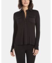 Macy's black top dressy blouses
