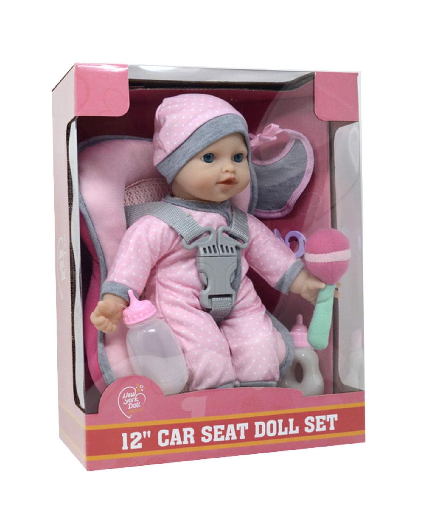 Набор The New York Doll Collection: кукла 12 дюймов с рюкзаком-переноской и автокреслом, цвет: Розовый, вариант 1 — фото 3