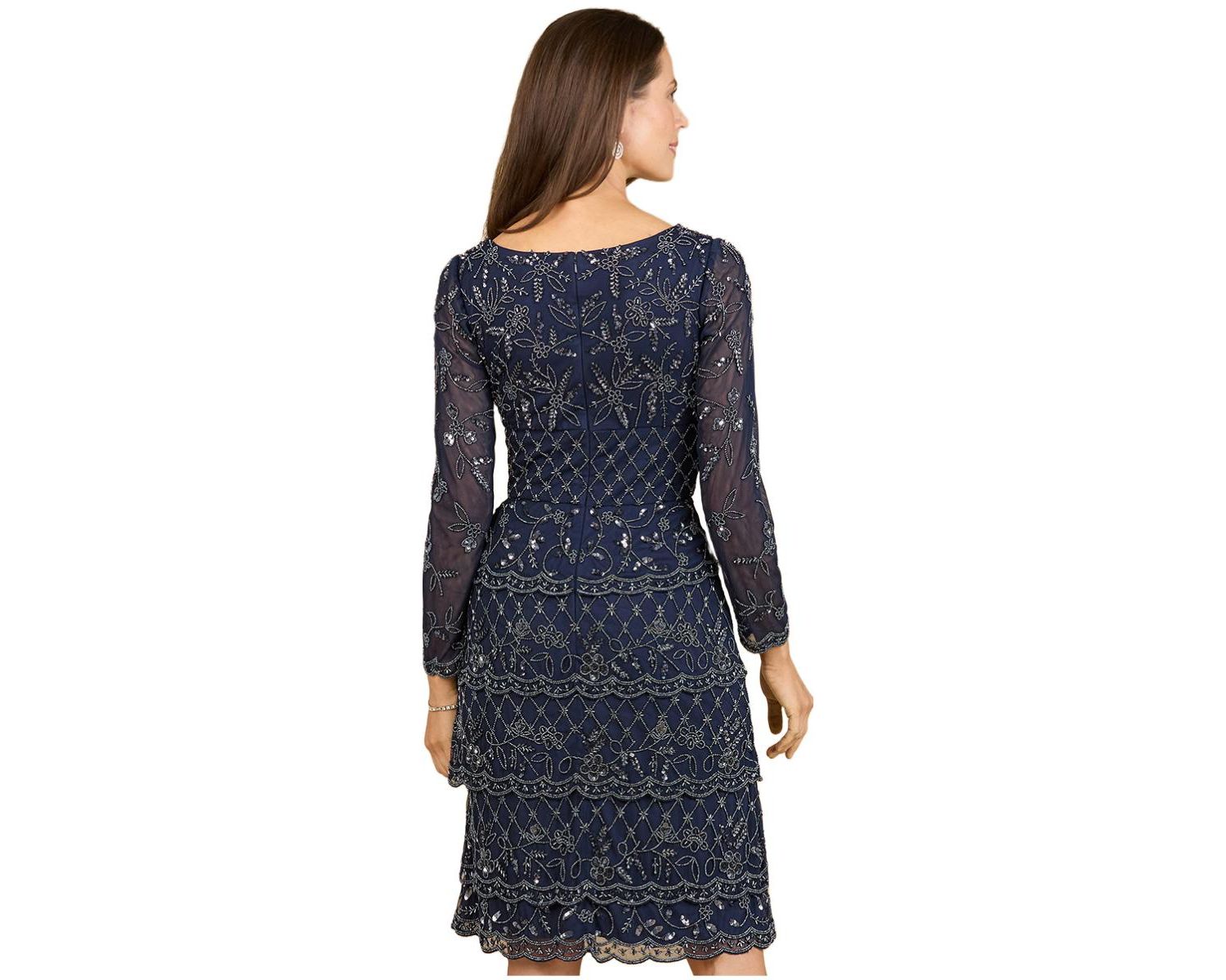 Women's Knee Length, Long Sleeve Cocktail Dress