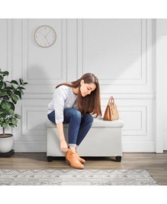 30 Inch Ottoman Storage Bench with Storage Bins - Leatherette or Fabric Finish