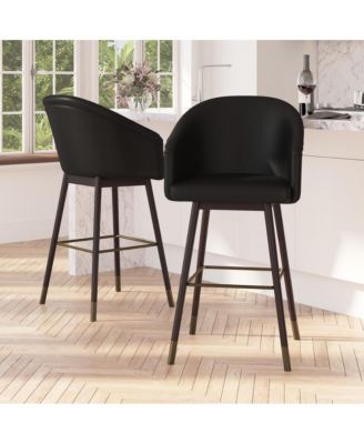 Temperance Modern Wood Frame Stool With Metallic Accents