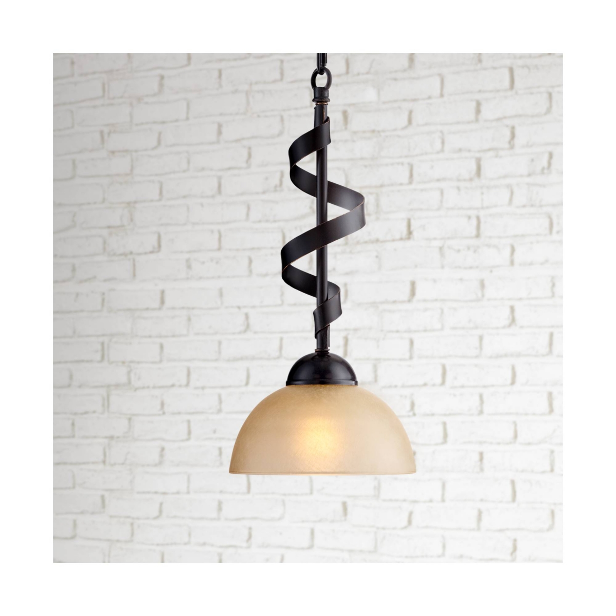 Franklin Iron Works Bronzeador Oil Rubbed Bronze Mini Pendant Light Wide Farmhouse Industrial Rustic Amber Glass Bowl Shade for Dining Room Living