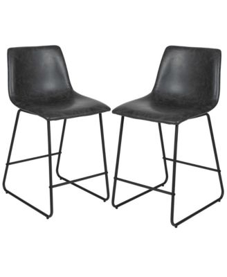 24 Inch Faux Counter Height Bucket Seat Stools, Set Of 2