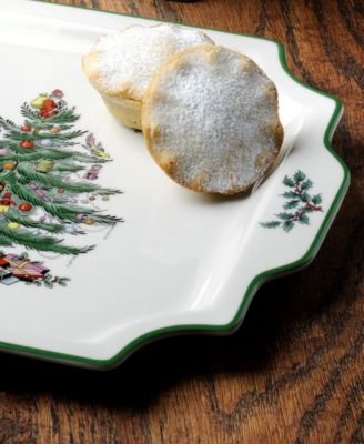 Christmas Tree Square Handled Platter