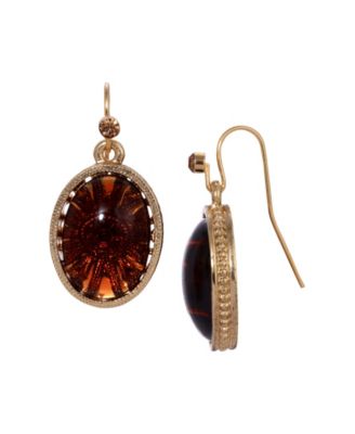 Glass Oval Drop Earrings