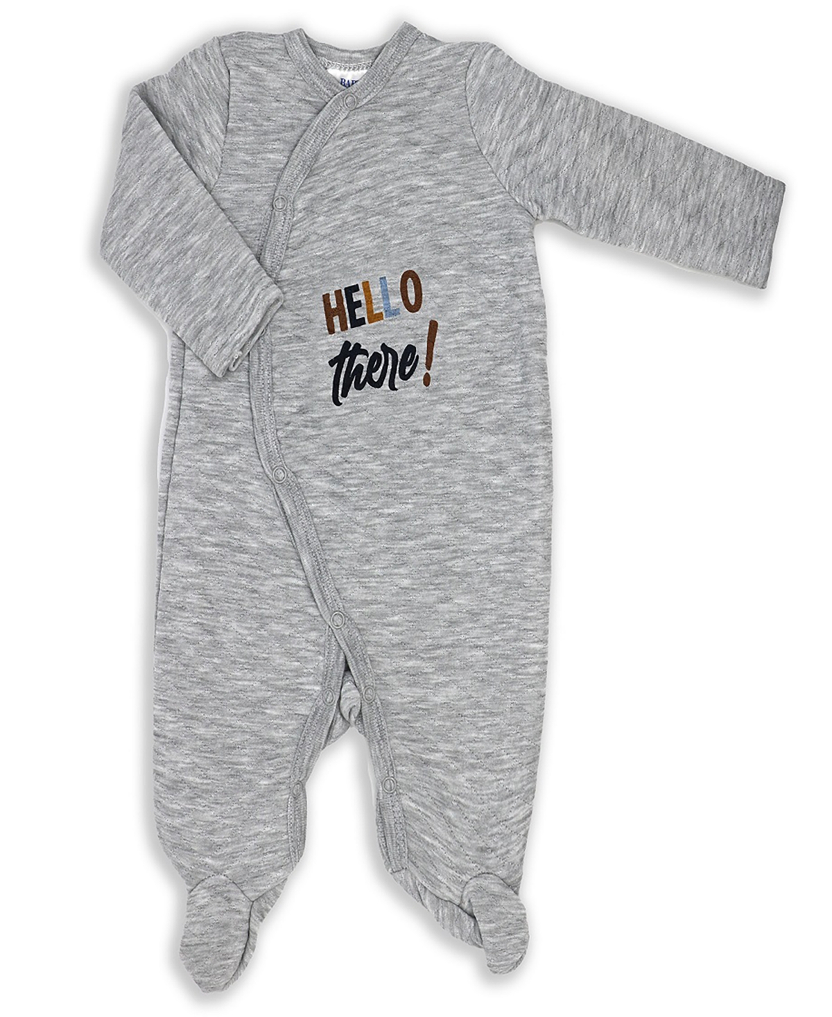 Baby Mode Baby Boys And Baby Girls Hello There Quilted Footie In Medium Gray