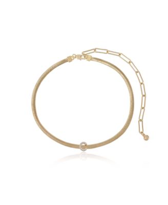 Initial Herringbone 18K Gold Plated Necklace