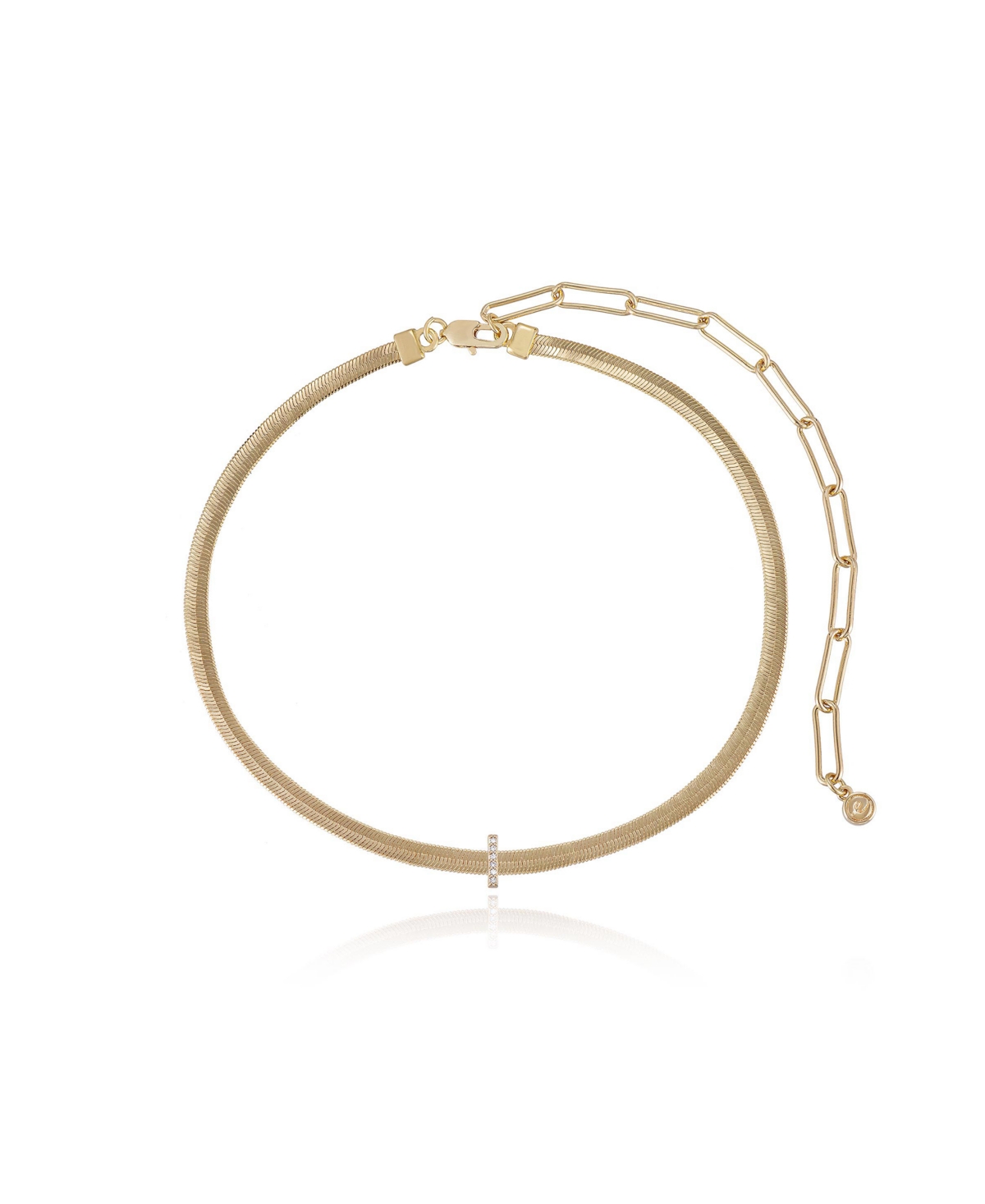 Initial Herringbone 18K Gold Plated Necklace - Letter V