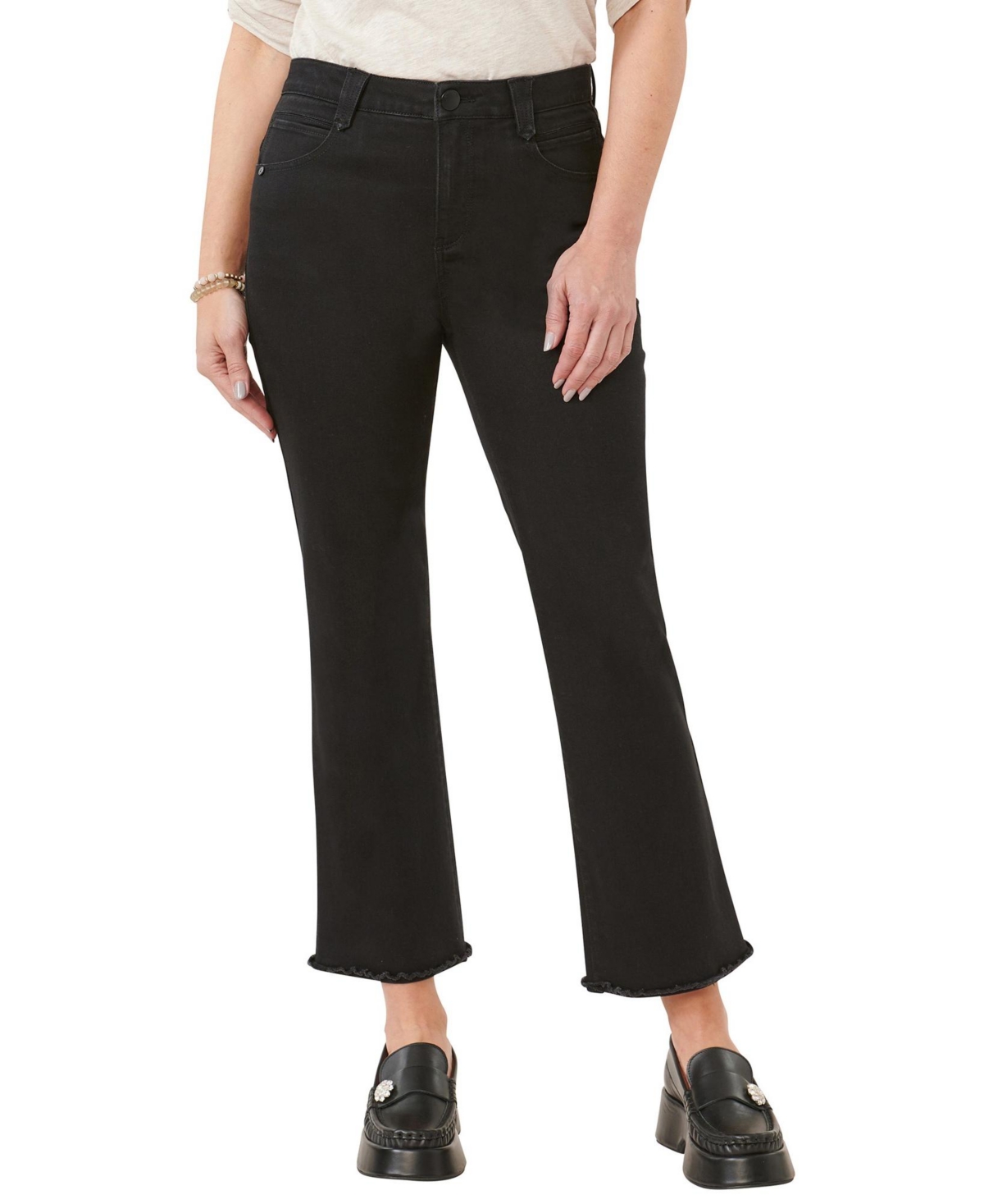 Democracy Women's "ab" Solution Cropped Itty Bitty Flare Jeans In Black