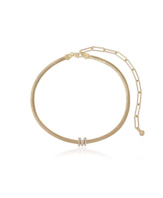 Ettika Initial Herringbone 18K Gold Plated Necklace - Letter M 35$