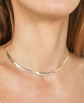 Initial Herringbone 18K Gold Plated Necklace