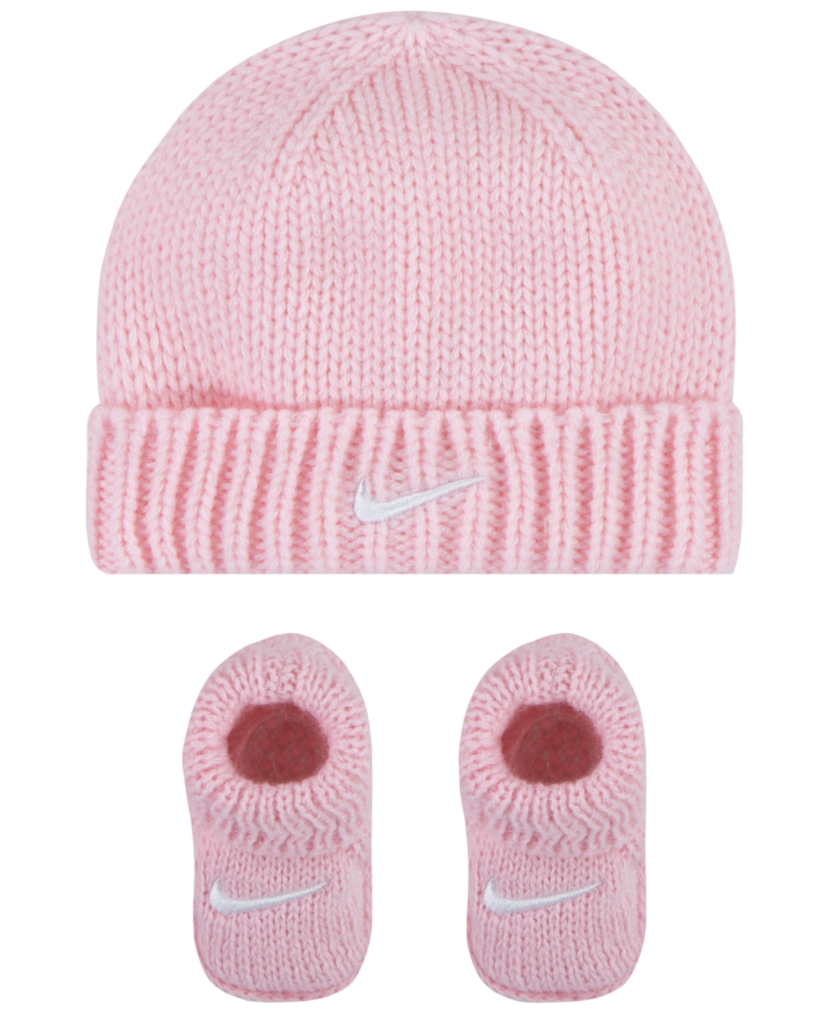 NIKE BABY BOYS OR GIRLS CABLE KNIT HAT AND BOOTIES, 2 PIECE SET 
