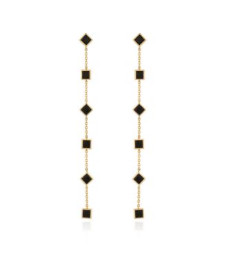 Ettika Geometric Linear 18K Gold Plated Earrings - Black 55$