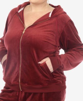 Plus Size Velour Tracksuit Loungewear 2-Piece Set