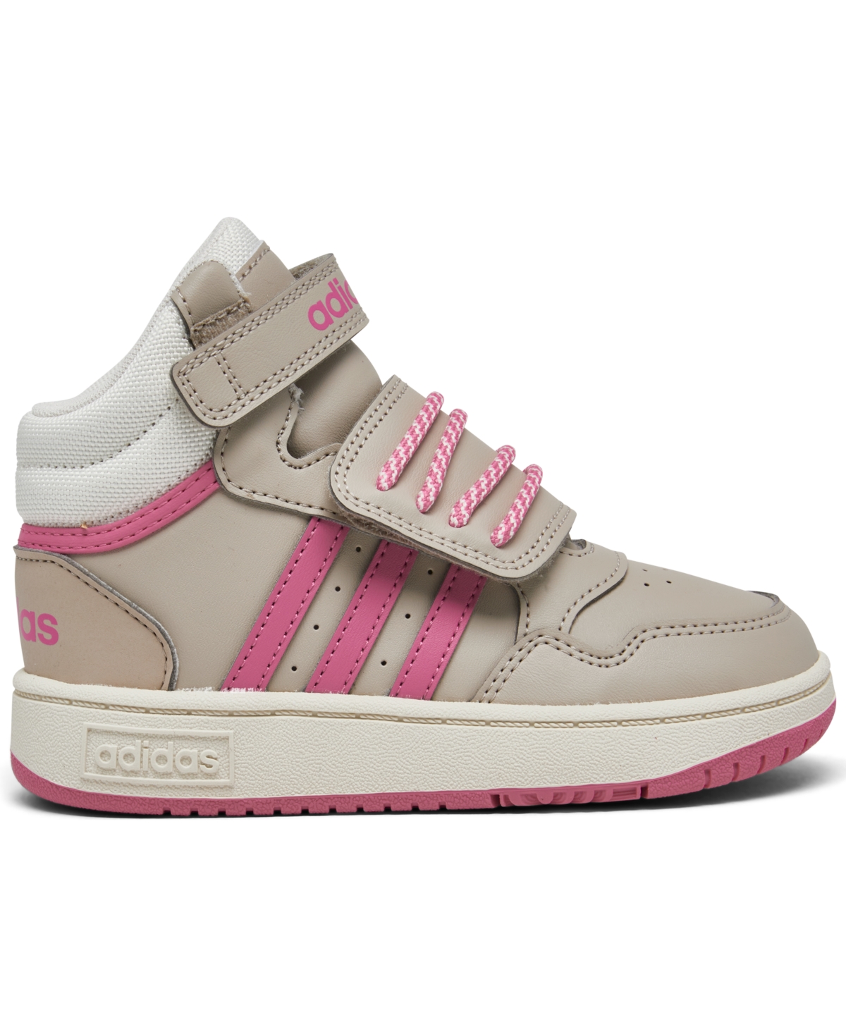 Shop Adidas Originals Toddler Girls Hoops 3.0 Mid Classic Casual Sneakers From Finish Line In Beige,off White,pink