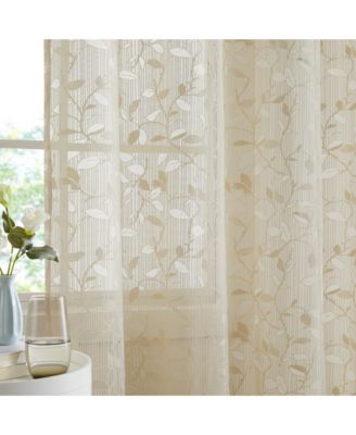 Joyce Floral Decorative Semi Sheer Light Filtering Grommet Window Treatment Curtain Drapery Panels for Bedroom & Living Room - Set of 2 Panels