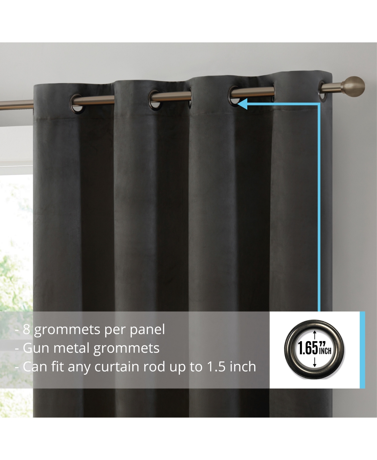 Hlc.me Sawyer Premium Luxurious Lush Velvet Soft Light Filtering Grommet Window Curtains - Set of 2 Panels