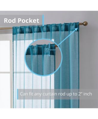 Lauren Semi Sheer Light Filtering Transparent Pocket Top & Back Tab Lightweight Window Curtains Drapery Panels Bedroom & Living Room, 2 Panels