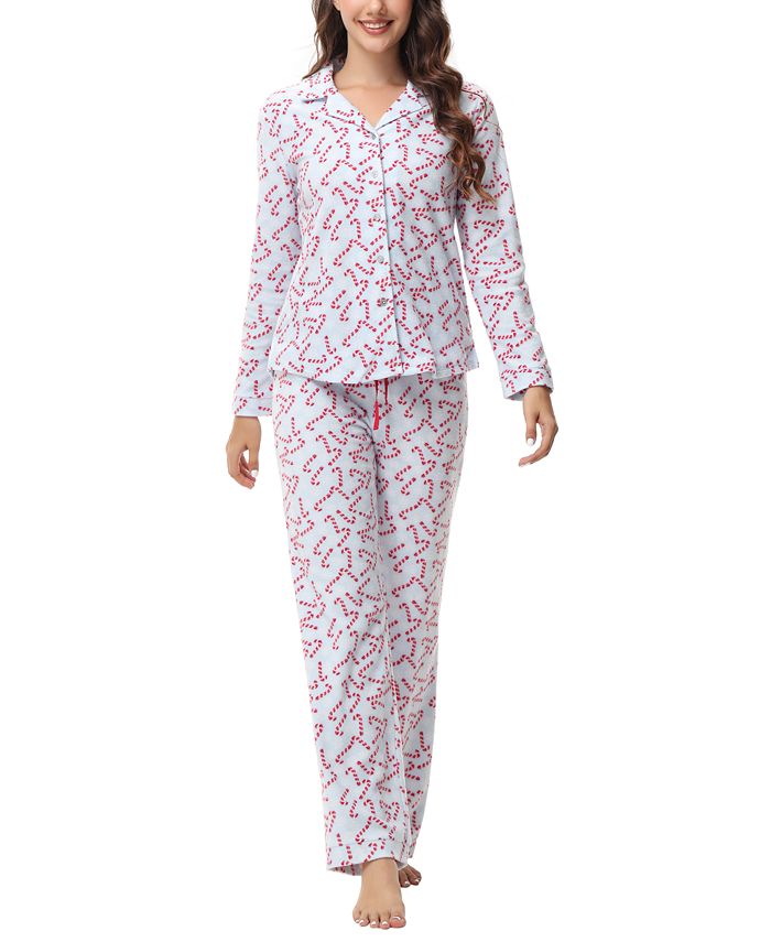 INK IVY Women s Long Sleeve Notch Collar Top with Lounge Pants 2